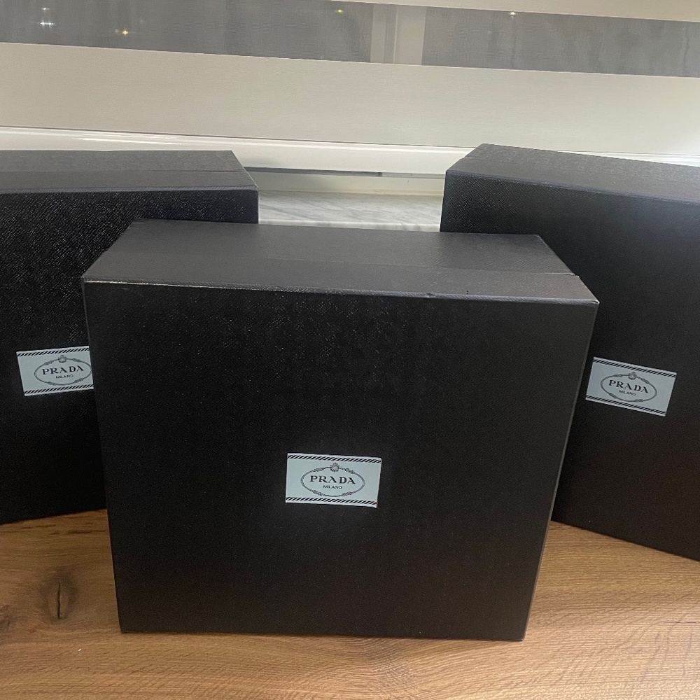 PRADA boxes for bags shoes handbags black set of 3